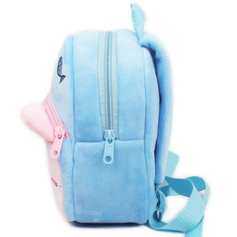 Cartoon Print Plush Kids Backpack Boys Girls School Bag Mini Book Bag