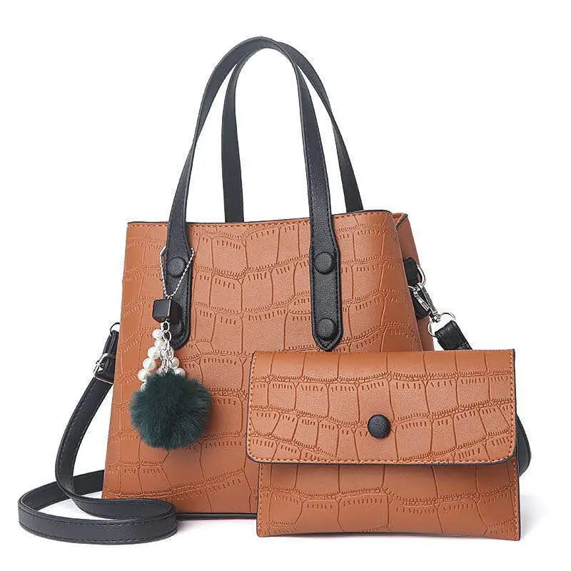 Stone Pattern Leather Crossbody Bags Set of Bags for Women