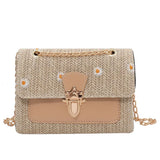 Small Crossbody Straw Handbag for Women Chain Shoulder Bag