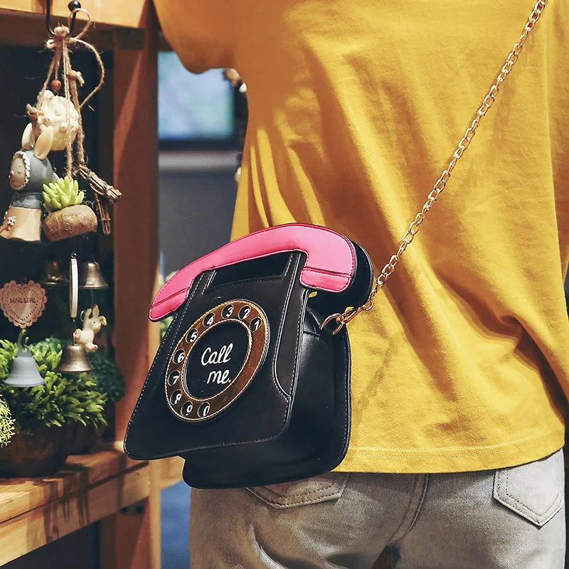 Telephone Shaped Shoulder Bag Retro Crossbody