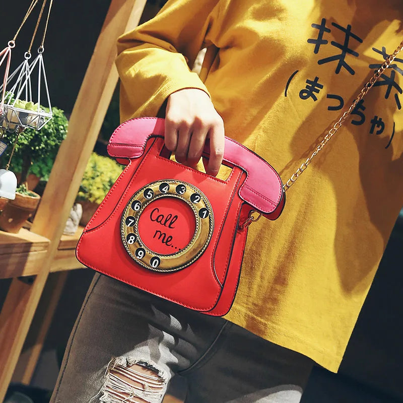 Telephone Shaped Shoulder Bag Retro Crossbody