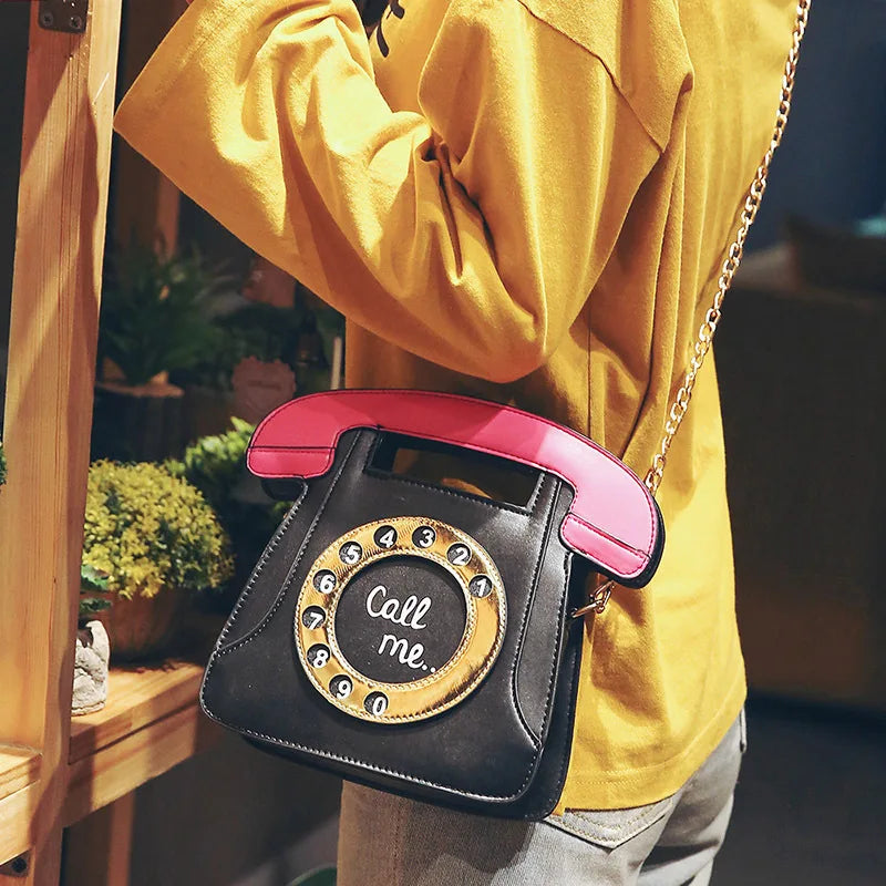 Telephone Shaped Shoulder Bag Retro Crossbody