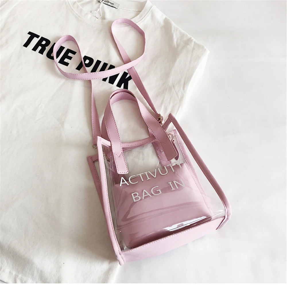 Women Transparent Shoulder Bag Composite Tote