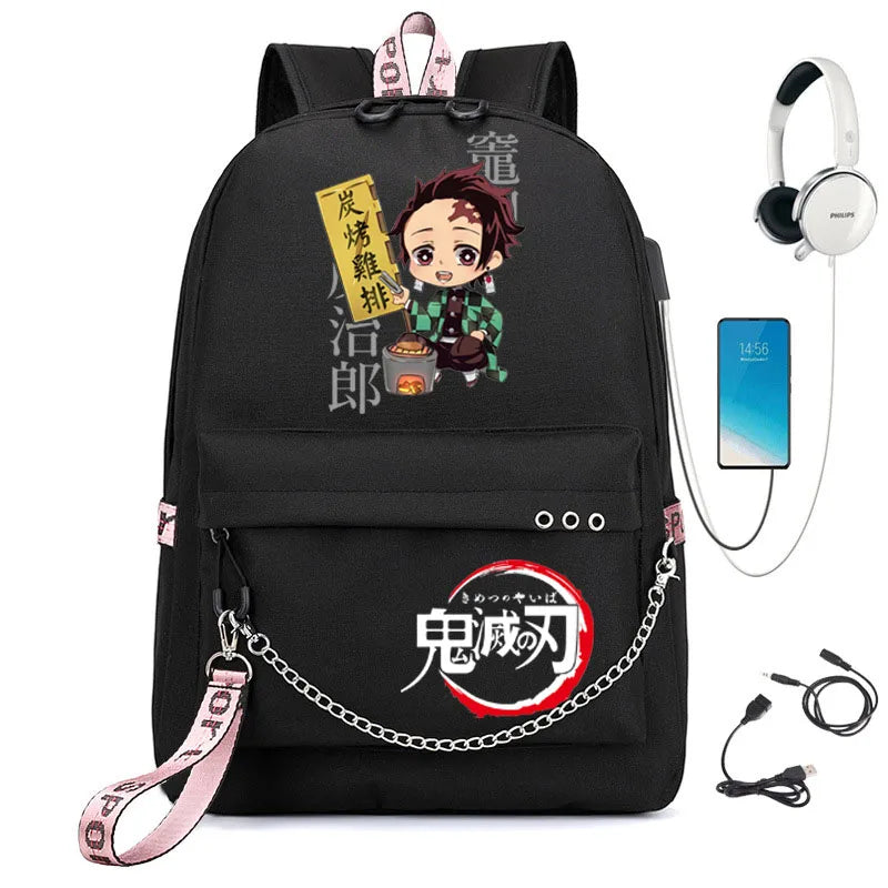 USB Rechargeable Ghost Slayer Demon Slayer Girl School Bag