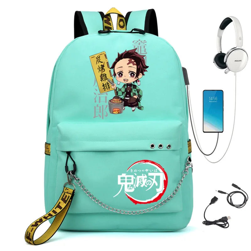 USB Rechargeable Ghost Slayer Demon Slayer Girl School Bag