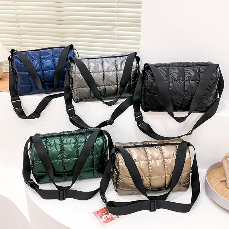 Winter Large Capacity Nylon Shoulder Bag Women Warm Down Handbag Quilted