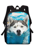 Big Capacity School Backpack Dog Husky Satchel Kids Book Bag Mochila
