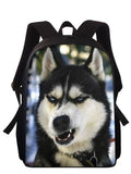 Big Capacity School Backpack Dog Husky Satchel Kids Book Bag Mochila