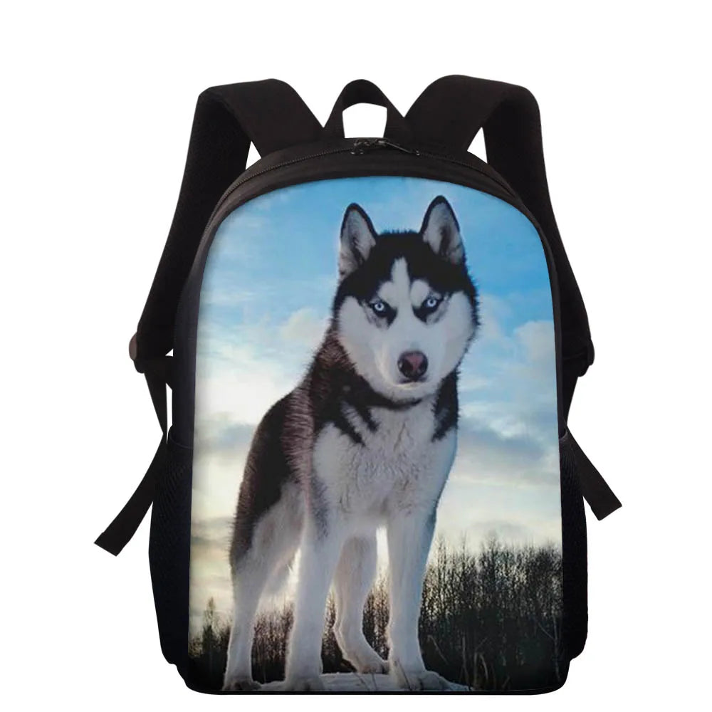 Big Capacity School Backpack Dog Husky Satchel Kids Book Bag Mochila