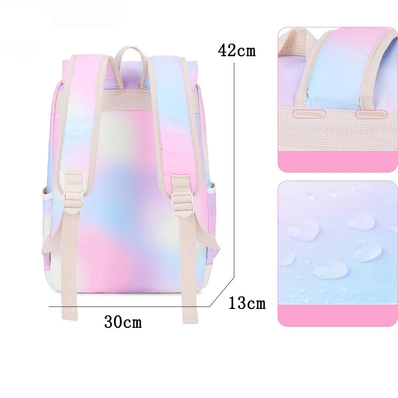 Nylon Student Backpack for Teen Girls Lightweight Travel Bag