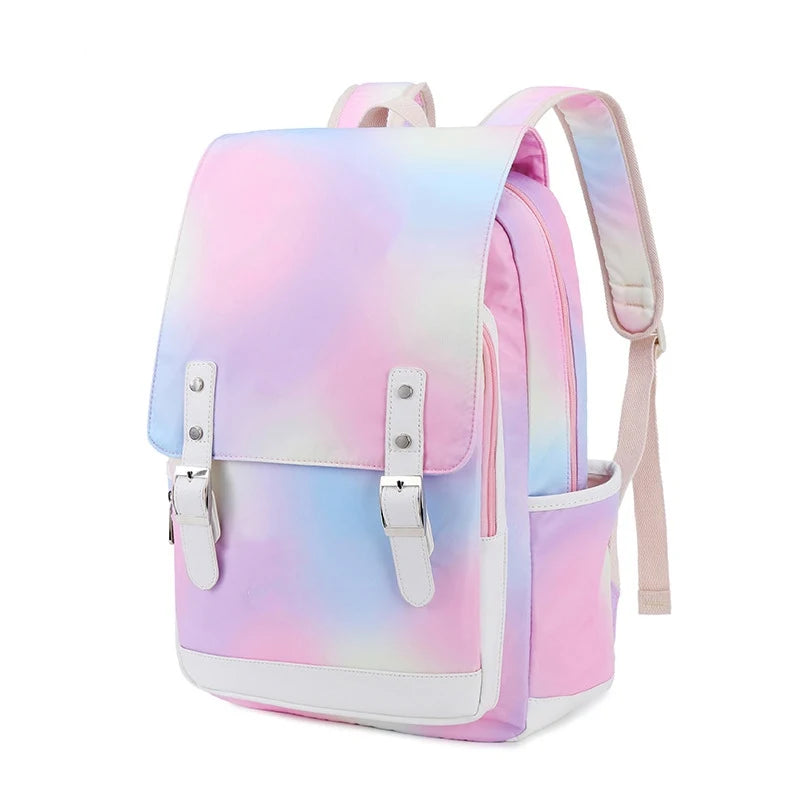 Nylon Student Backpack for Teen Girls Lightweight Travel Bag