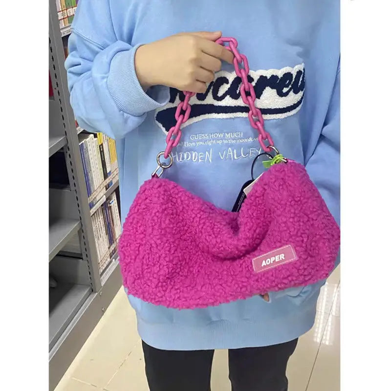 Lamb Wool Messenger Bag Single Shoulder Bag Women's Handbag