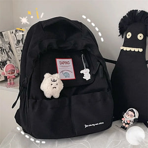 Candy Colors Backpacks Girl High School Vintage Cartoon Bags for Teenage