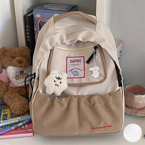 Candy Colors Backpacks Girl High School Vintage Cartoon Bags for Teenage