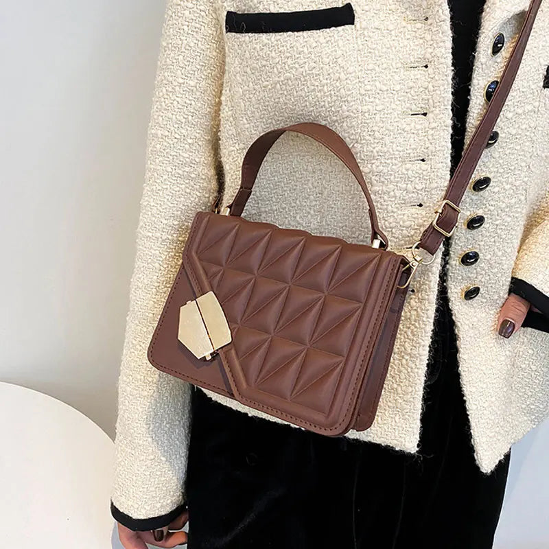 Winter Women Crossbody Bag Diamond Lattice Leather Shoulder Purse