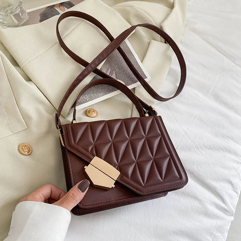 Winter Women Crossbody Bag Diamond Lattice Leather Shoulder Purse