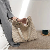 Casual Straw Tote Handbag Large Capacity Women Shoulder Bag