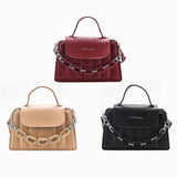 Casual Women PU Leather Chain Shoulder Bag Top-handle Handbag