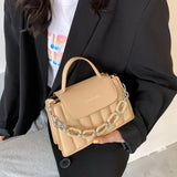 Casual Women PU Leather Chain Shoulder Bag Top-handle Handbag