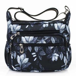 Women Flower Butterfly Printed Waterproof Nylon Shoulder Bags