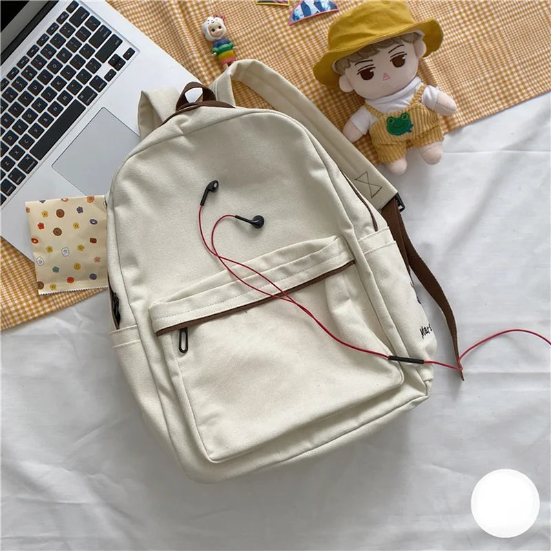 Canvas Women Shoulder Bag for Teenager Girls School Backpack