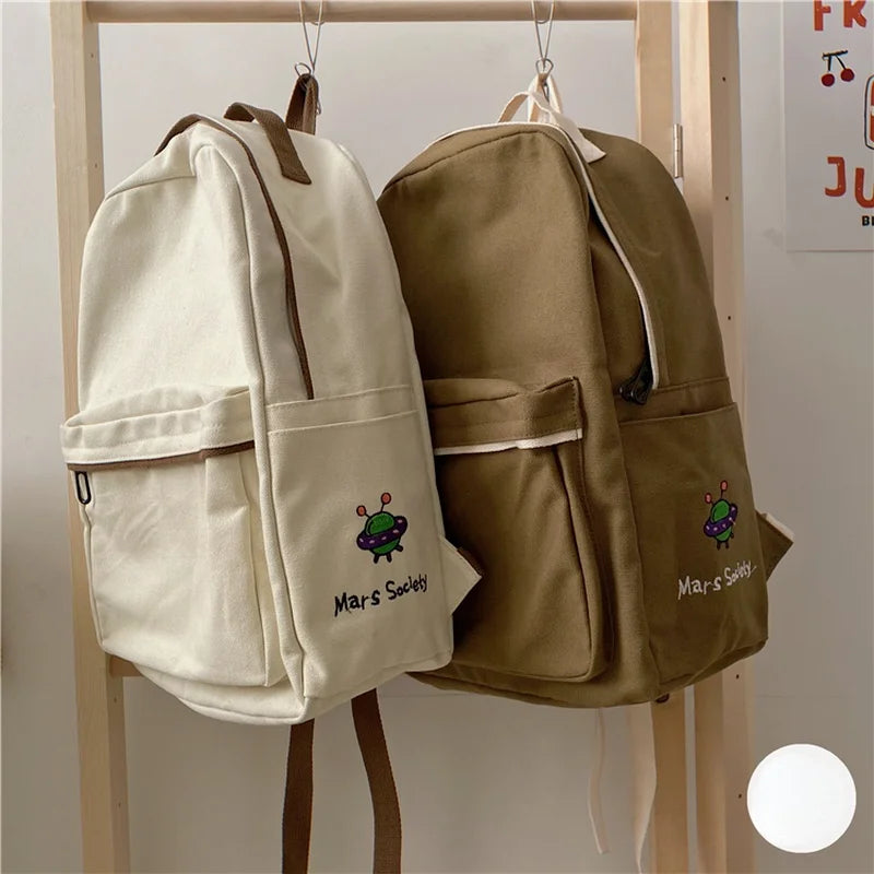 Canvas Women Shoulder Bag for Teenager Girls School Backpack