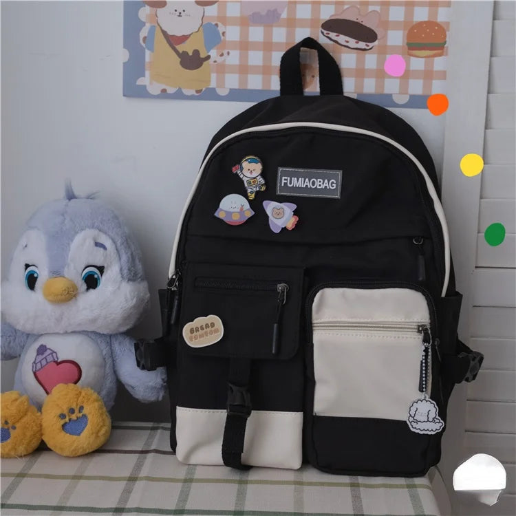 Casual Canva Women Backpack Candy Colors Shoulder Bag for Teenager Girls