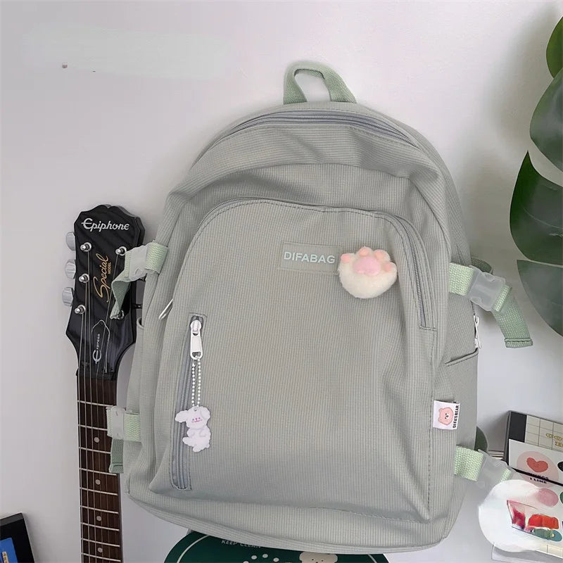 Canvas Classic Backpack Women Candy Colors Shoulder Bag Girls School Bag