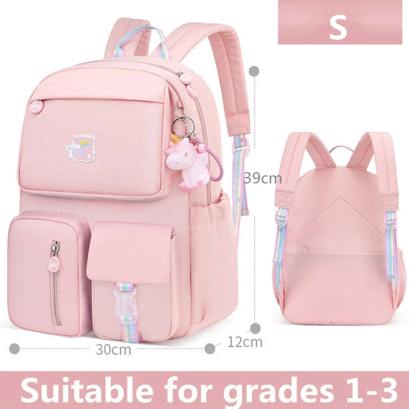 Rainbow Shoulder Strap School Bag for Teenagers Girls Children's Waterproof