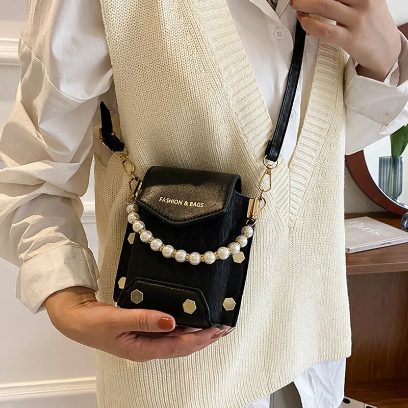 Soft Leather Shoulder Bag Mini Crossbody Purse Chain