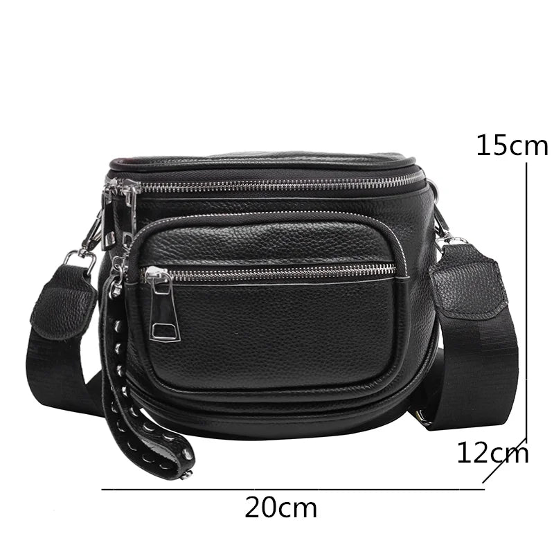 Genuine Cowhide Leather Women Shoulder Bag High Ladies Crossbody Totes