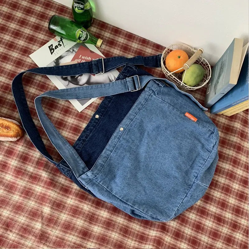Casual Canvas Denim Shoulder Bag Large Capacity Women Handbag