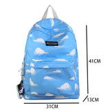 Nylon Clouds Printing Backpack Schoolbag for Teenage Girls
