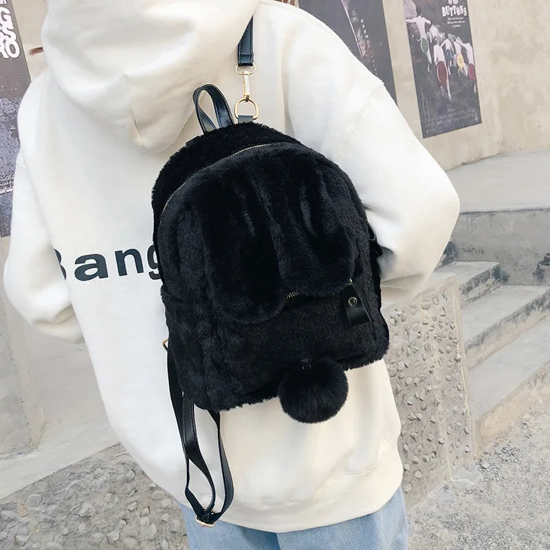 Pink Bunny Ears Backpack Harajuku Student School Bag