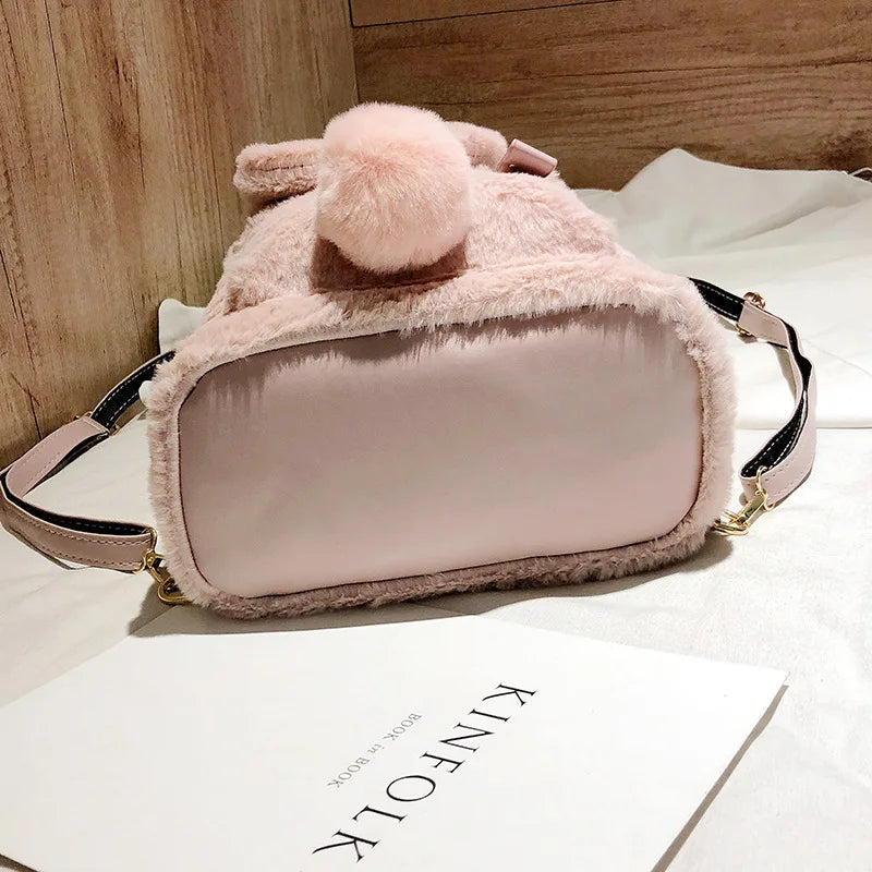 Pink Bunny Ears Backpack Harajuku Student School Bag