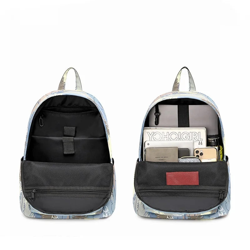 Printed Backpack Female Student School Bag Casual Anti-Theft Computer Backpack