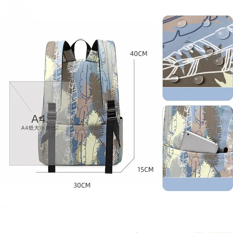 Printed Backpack Female Student School Bag Casual Anti-Theft Computer Backpack