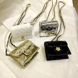 Pearl Chain Shoulder Bag Rhombus Messenger Mini Square Lipstick Bag