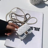 Pearl Chain Shoulder Bag Rhombus Messenger Mini Square Lipstick Bag