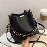 Shoulder Bag Ladies All-match Chain Bucket Messenger Handbag PU Large Capacity B
