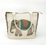 Canvas Handbag with Pumping Boxes Design