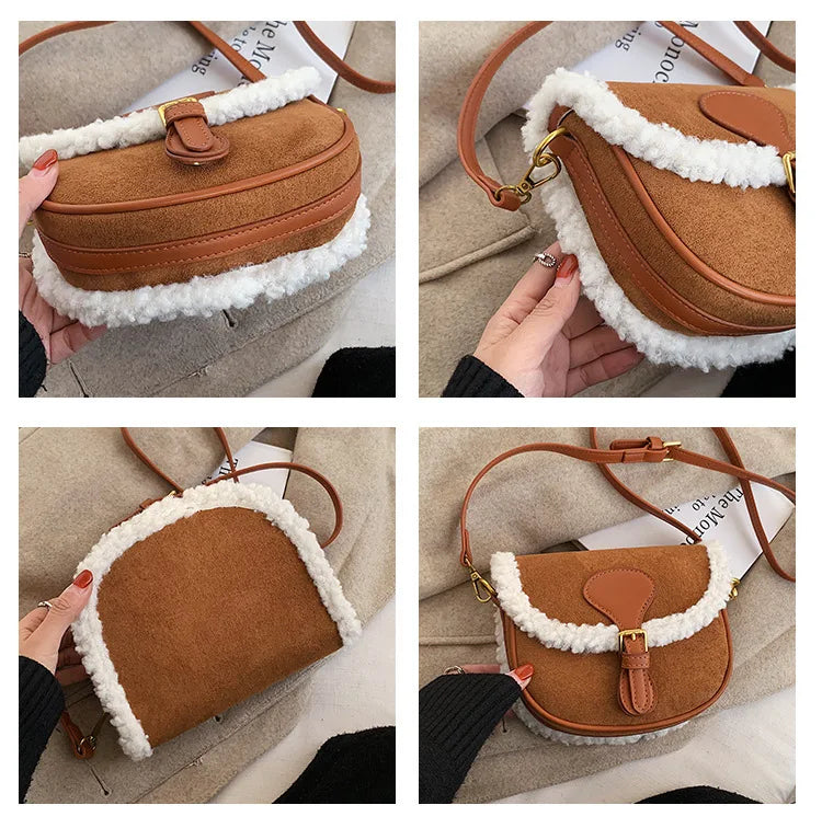 Plush One Shoulder Underarm Bag Autumn Winter Retro Messenger Bag