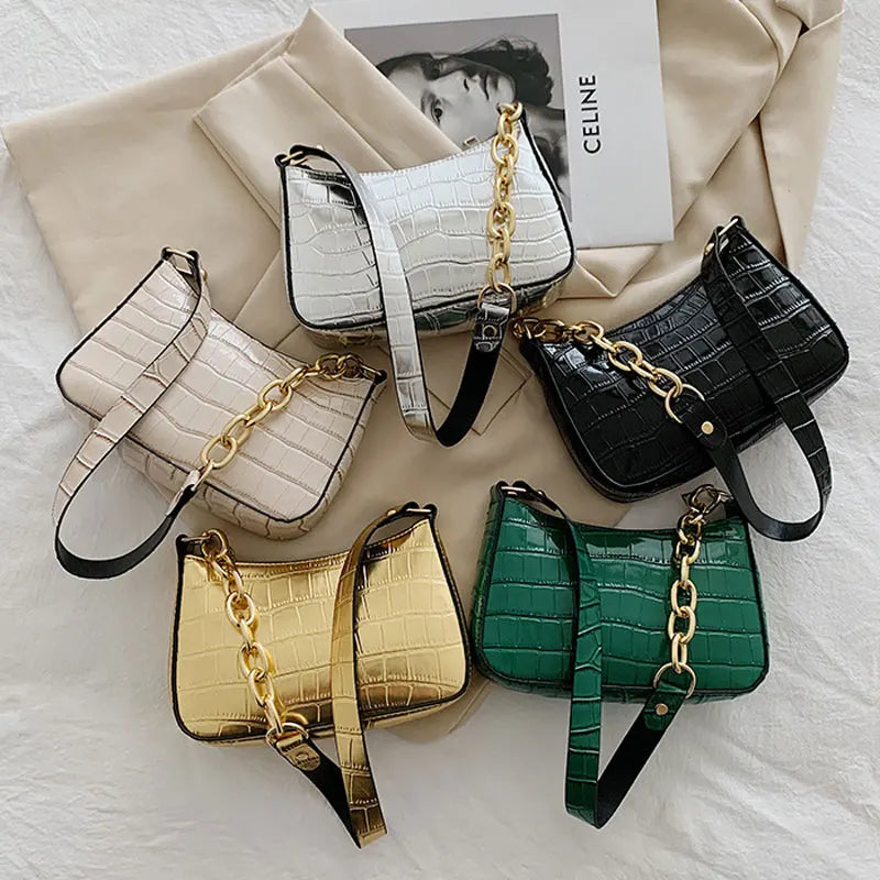 Stone Prints Shoulder Bag Chain Style Female Crossbody Bag