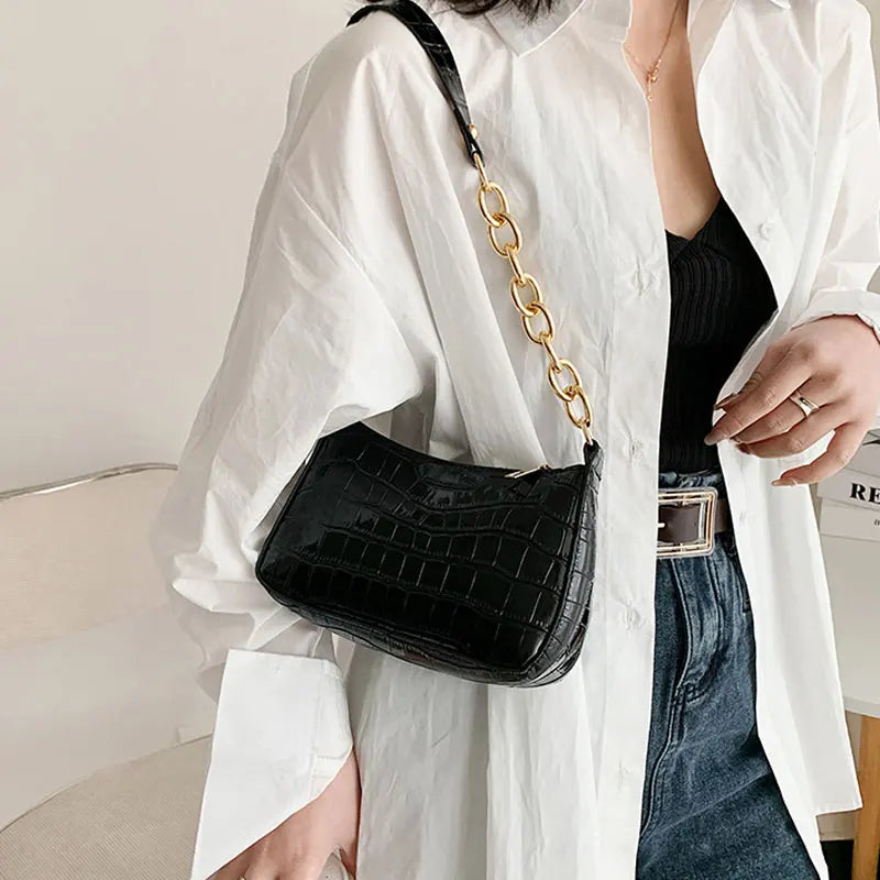 Stone Prints Shoulder Bag Chain Style Female Crossbody Bag