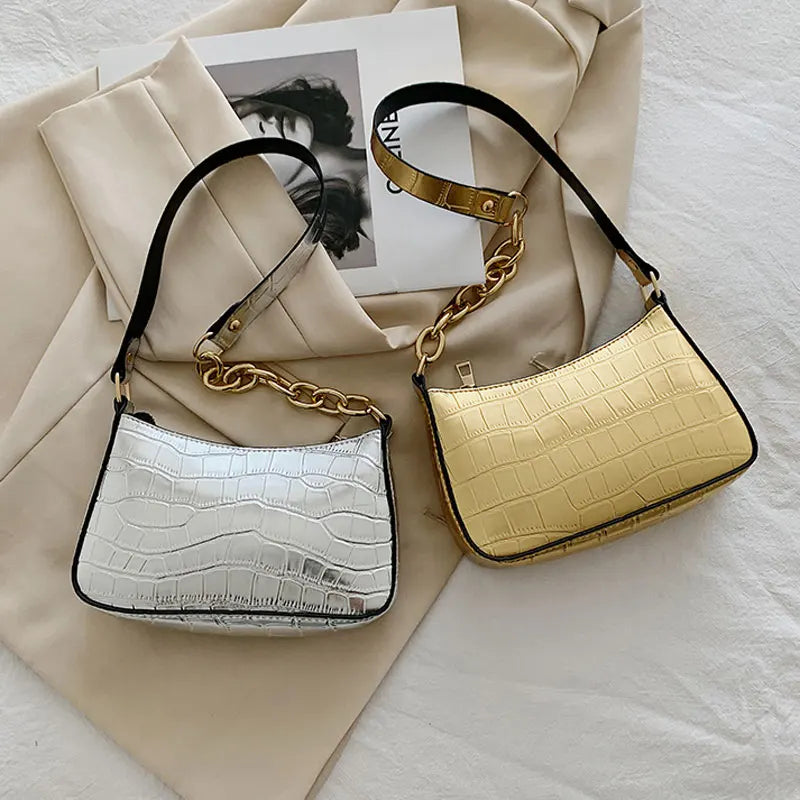 Stone Prints Shoulder Bag Chain Style Female Crossbody Bag
