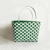 Woven Hand-Woven Shopping Handbag Red Green Yellow Basket Straw PP Bag