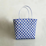 Woven Hand-Woven Shopping Handbag Red Green Yellow Basket Straw PP Bag