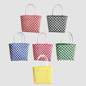 Woven Hand-Woven Shopping Handbag Red Green Yellow Basket Straw PP Bag