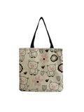 Cartoon Pig & Floral Women Handbag Eco Reusable Shopper Bag
