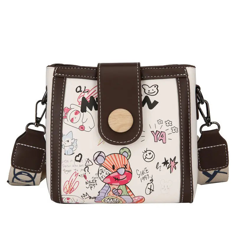 Cartoon Print Crossbody Bags For Women Contrast Shoulder Bag